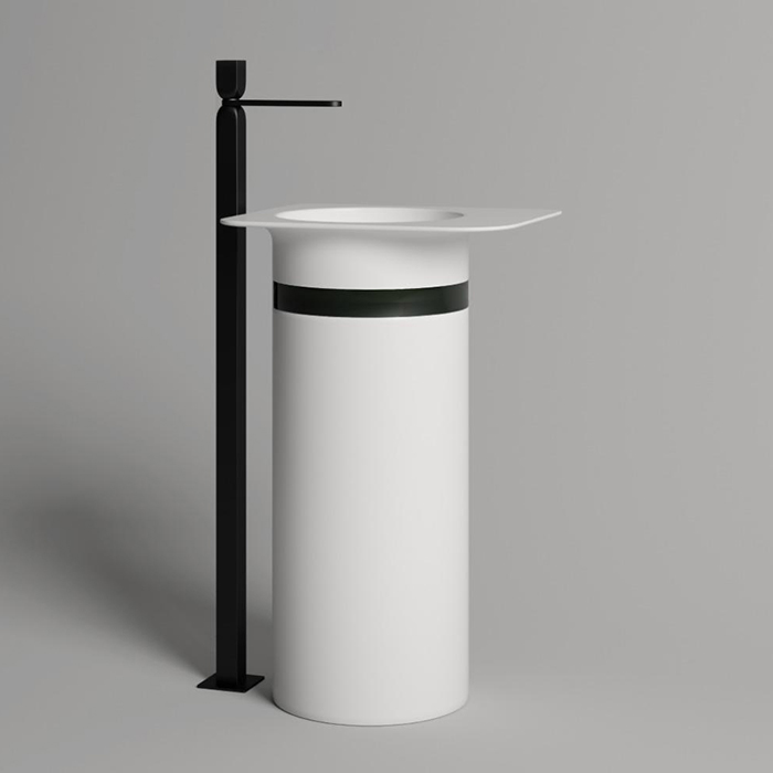 Salini Ninfea Раковина напольная 54.5х44.7х88cм, без отв.под смеситель, донный клапан "Up&Down", сифон, S-Stone, цвет: белый матовый