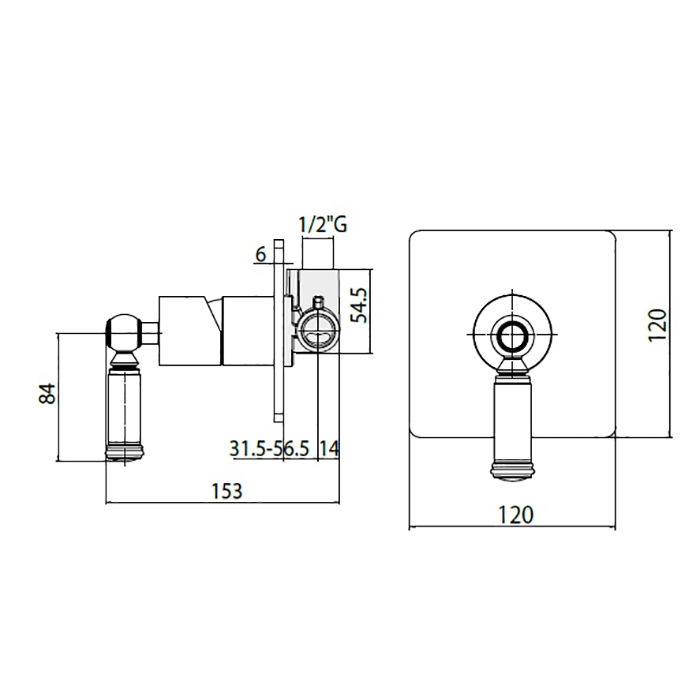 Bossini Liberty Смеситель для душа, встраиваемый, с девиаторм 1 направления , цвет: золото