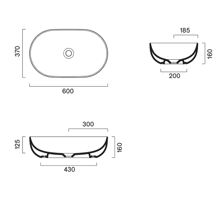 Catalano Sfera Раковина 60x37см накладная, без отв., цвет: белый матовый