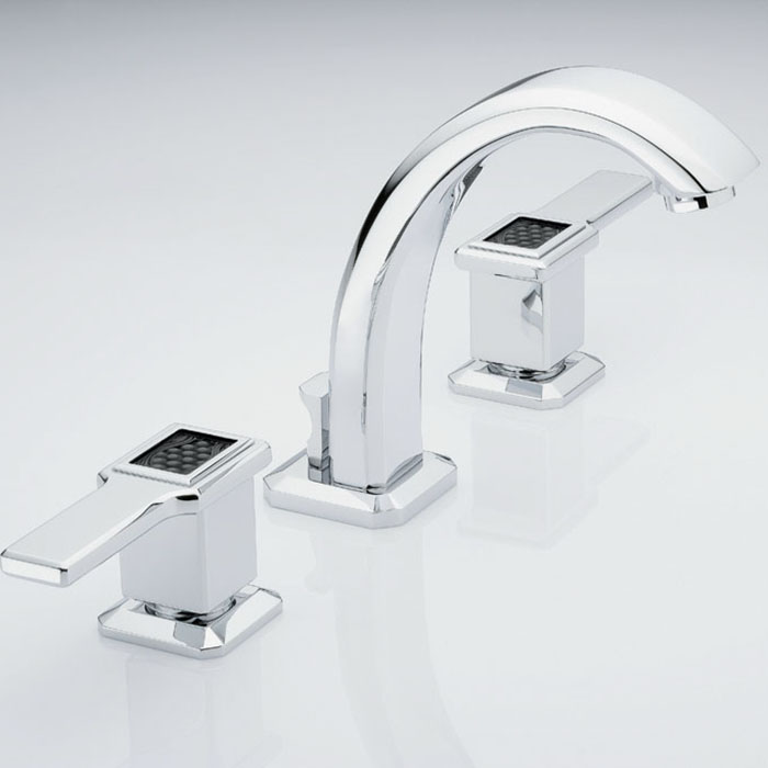 THG Métropolis à manettes cristal noir Смеситель для раковины, на 3 отв., цвет: хром/черный хрусталь