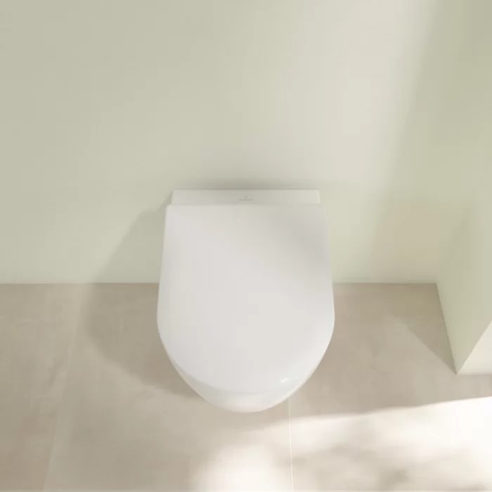Villeroy&Boch Avento Унитаз 37х53х31см.,подвесной, безободковый, в комплекте сиденье SlimSeat с микролифтом, цвет: альпийский белый