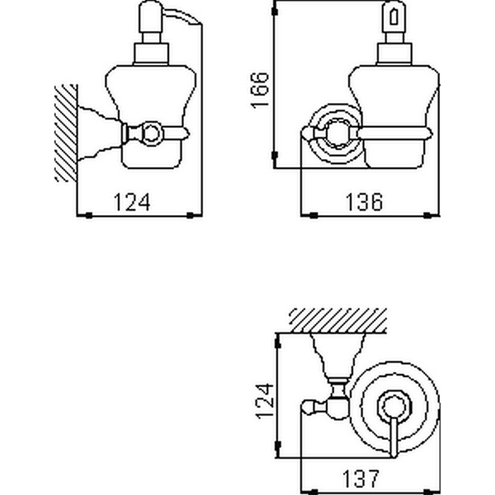 HUBER Croisette Дозатор подвесной, цвет: никель матовый/керамика