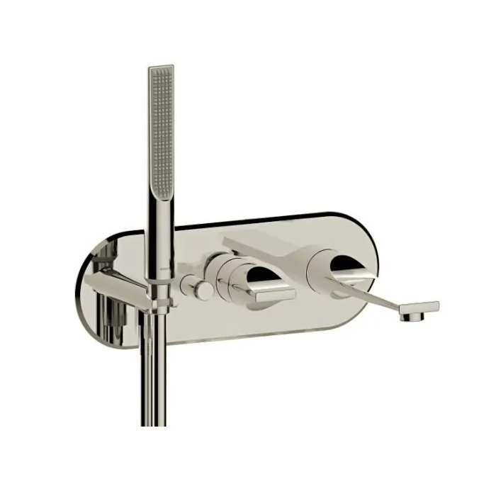 Bossini Apice Смеситель для ванны, встраиваемый, с ручным душем Slim и шлангом 150см., цвет: брашированный никель