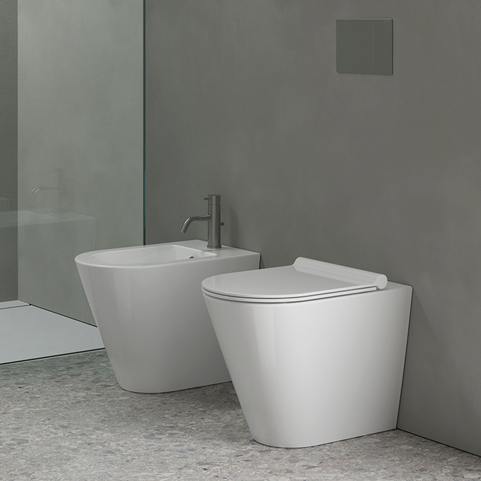 Catalano Zero Унитаз напольный 55х35см, безободковый, смыв Tornado, покрытие Cataglaze+, цвет белый глянцевый