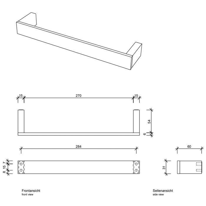 Decor Walther Contract Полотенцедержатель 30 см, цвет: черный матовый