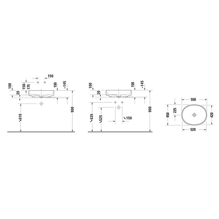 Duravit Balcoon Раковина 55х45см., накладная, без отв., без перелива, DuraShield, цвет: белый матовый