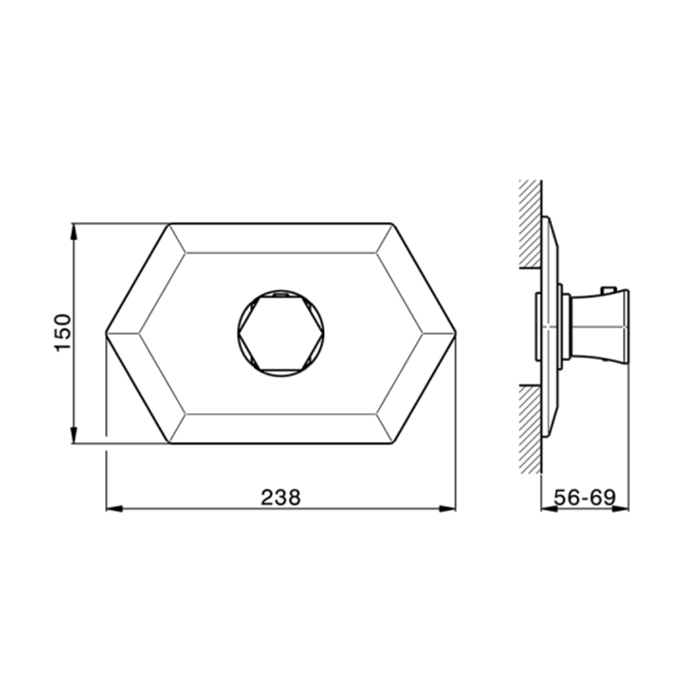 Cisal Cherie Смеситель для душа, встраиваемый, термостатический, внешняя часть, на 2 источника, цвет: Oro Rosa