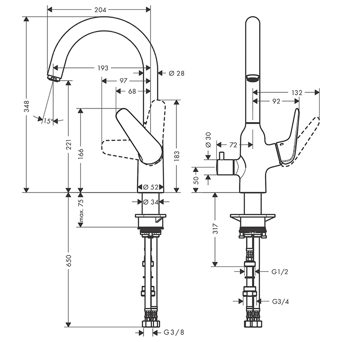 Hansgrohe Focus Смеситель для раковины, на 1 отв., цвет: хром