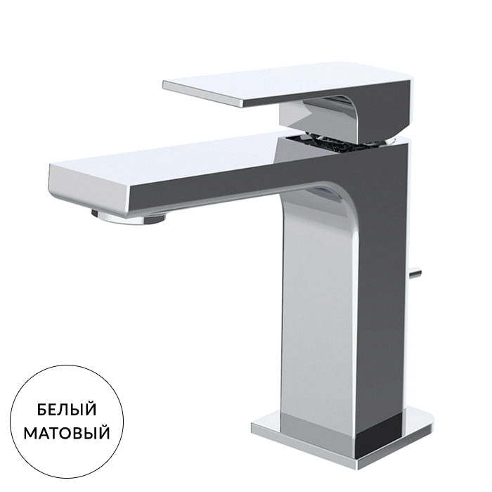 Carlo Frattini Fit Смеситель для раковины, на 1 отв, донный клапан, h110мм излив 110мм, цвет: белый матовый