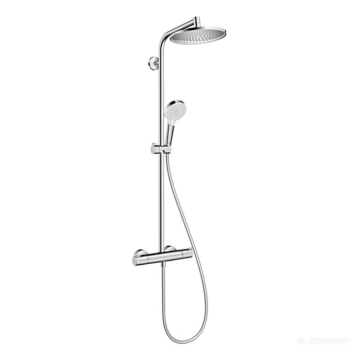 Hansgrohe Crometta Showerpipe S 240 SHP: термостат для душа + стойка с верхним душем 240мм + ручной душ со шлангом 160мм, цвет: хром