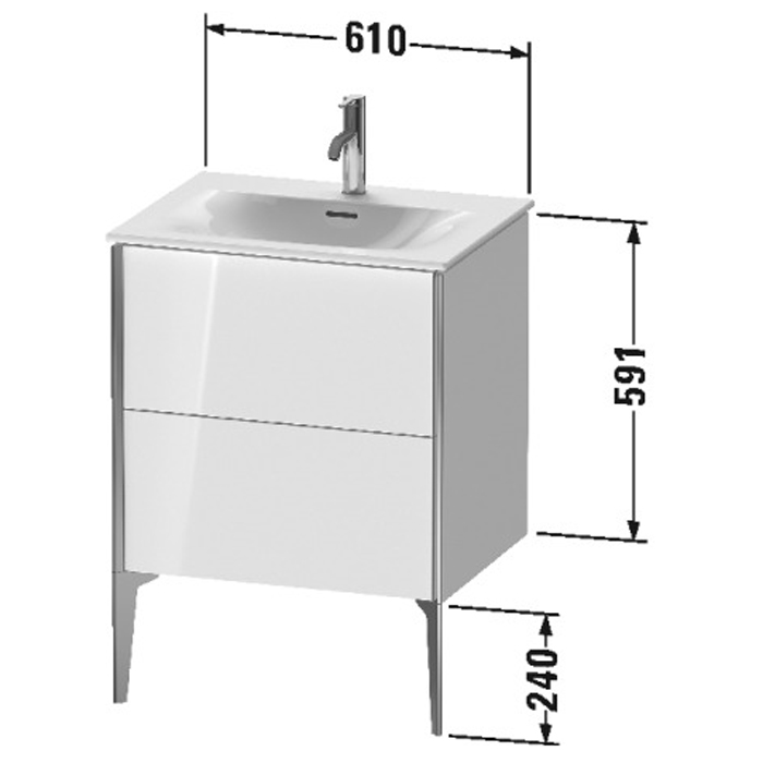 Duravit XViu Тумба подвесная 61x48x59.1см, с раковиной, 2 ящика, цвет: walnut dark/черный матовый