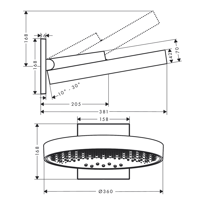  Hansgrohe Rainfinity Верхний душ 360 3jet, цвет: полированное золото 