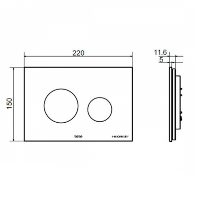 TOTO Neorest Клавиша смыва, 220x5x150, подходит для встроенных бачков ТЕСЕ, цвет: белый