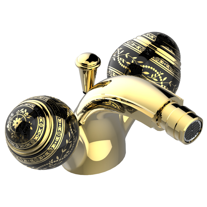 THG Marquise porcelaine noire Смеситель для биде, 1 отв., цвет: золото/черный фарфор