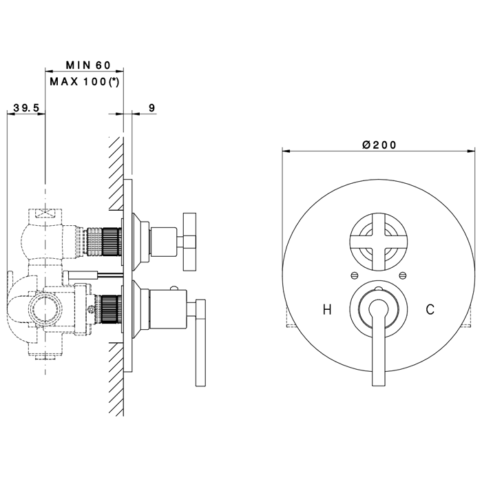 Nicolazzi Termostatico Встраиваемого смеситель, 3/4” с запорным вентилем, цвет: хром