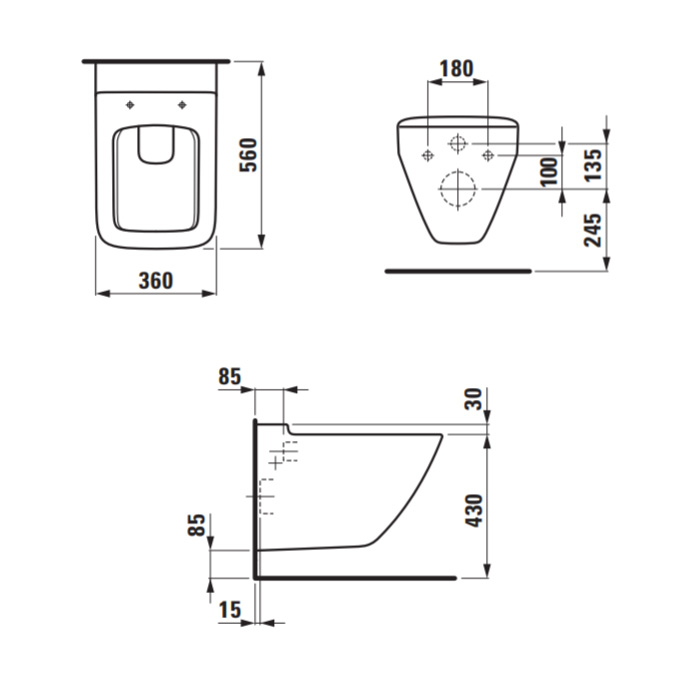 Laufen Palace New Унитаз подвесной 56x36x34.5см, безободковый Rimless, глубокое смывание