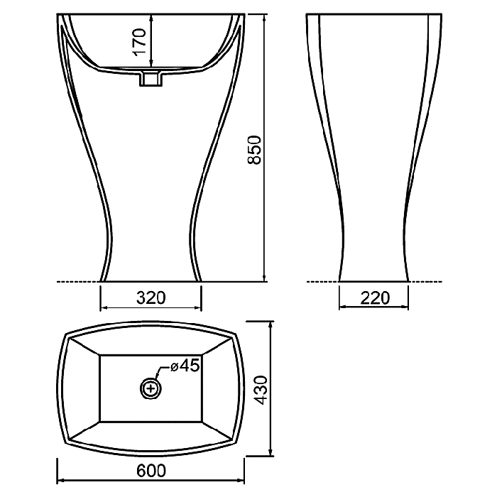 Artceram JAZZ Livingtec Раковина напольная с сифоном, 60х48х85см, цвет: белый глянцевый 