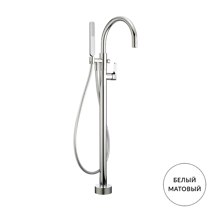 Cisal LineaViva Смеситель для ванны, напольный, с ручной лейкой,  цвет: Белый матовый