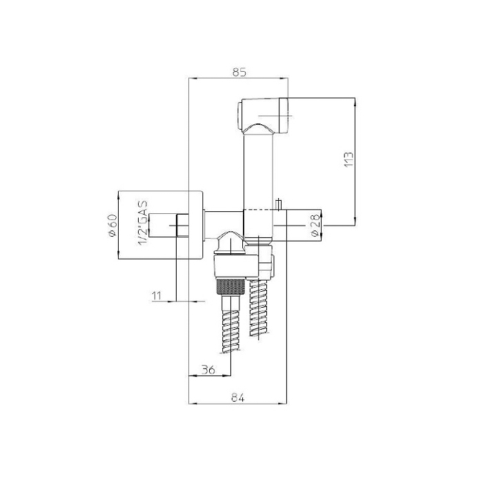Bossini Talita Gom Гигиенический душ, настенный, цвет: хром