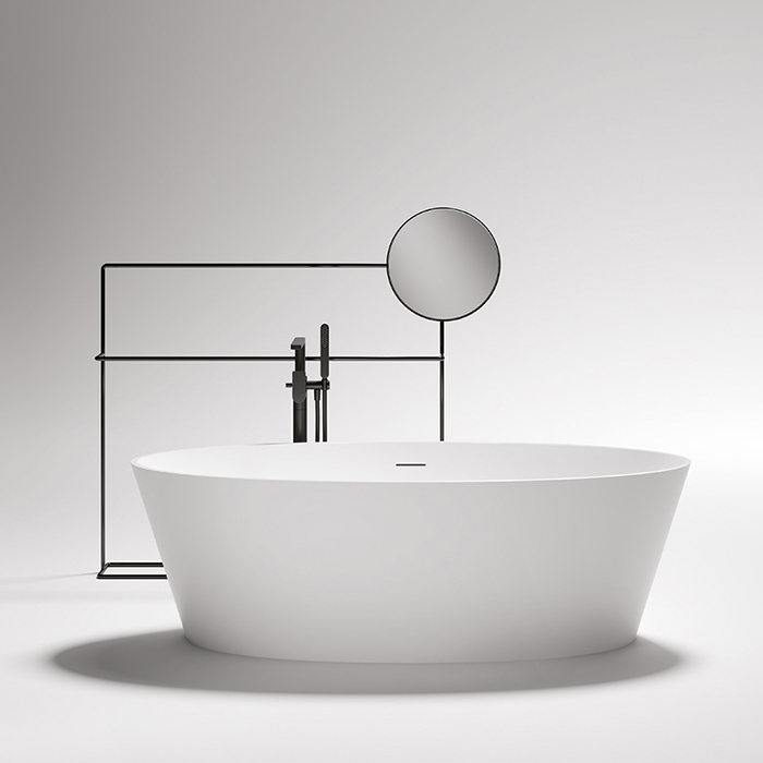 Gruppo Treesse Alma Ванна отдельностоящая 175х80х55 см, с сливом-переливом и сифоном, Solid Surface, цвет: белый матовый 