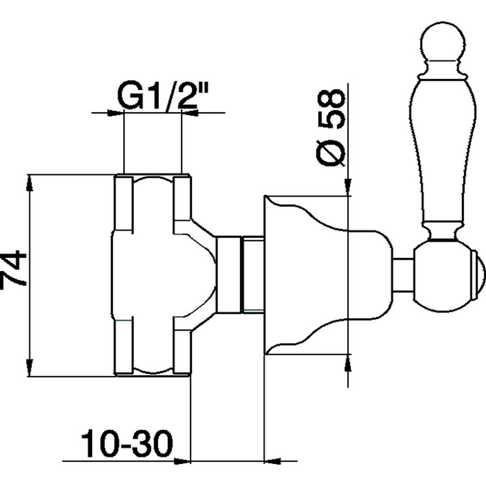 CISAL Arcana Toscana Запорный вентиль 1/2" на горячую воду, цвет: хром 