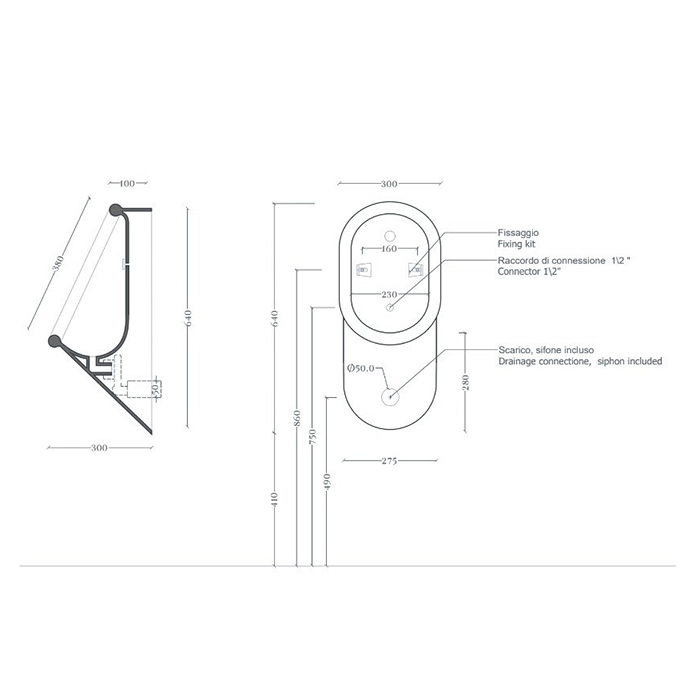 Artceram Babila Писсуар 37x30хh64 см, Saniglaze, цвет: белый матовый