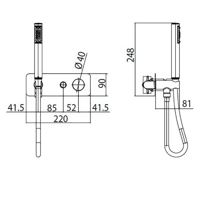 Bossini Oki Комплект: Смеситель для душа с девиатором на 2 выхода , ручной душ ZEN и шланг, соединение на 1/2” , цвет: хром