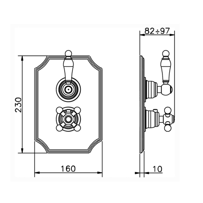 Cisal Arcana Empress Смеситель для душа, термостатический, с переключателем на 2 потока, внешняя часть, цвет: хром