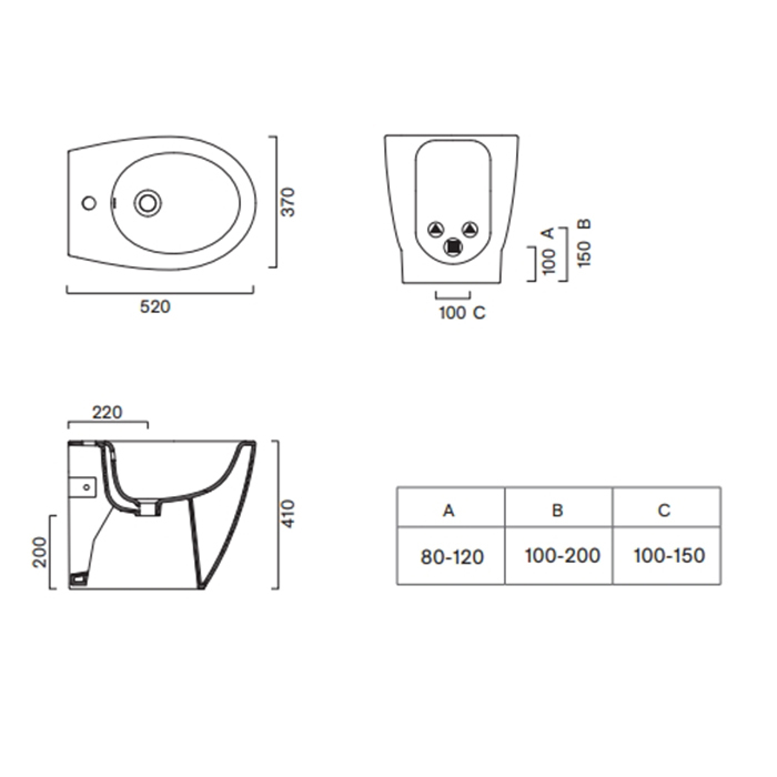 Catalano Italy Биде напольное 52х37см., с 1 отв., цвет: белый глянцевый