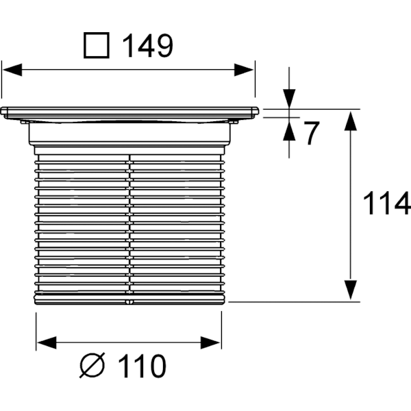 TECEdrainpoint S Базовая решетка 150х150 мм с фиксаторами, с монтажным элементом, сталь