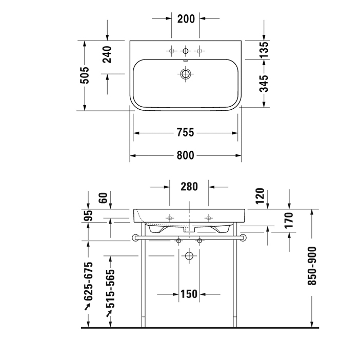 Duravit Happy D.2 Раковина накладная, 80х50.5см., 3 отв., с переливом, цвет: белый