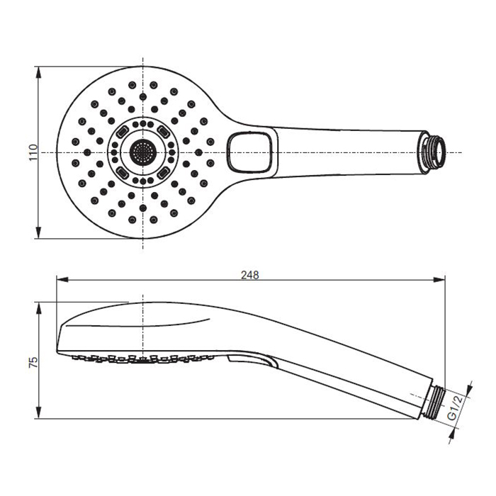 TOTO Showers Ручной душ, 110x75x248мм, трёхрежимный, Comfort Wave, Active Wave, Warm Spa, цвет: хром