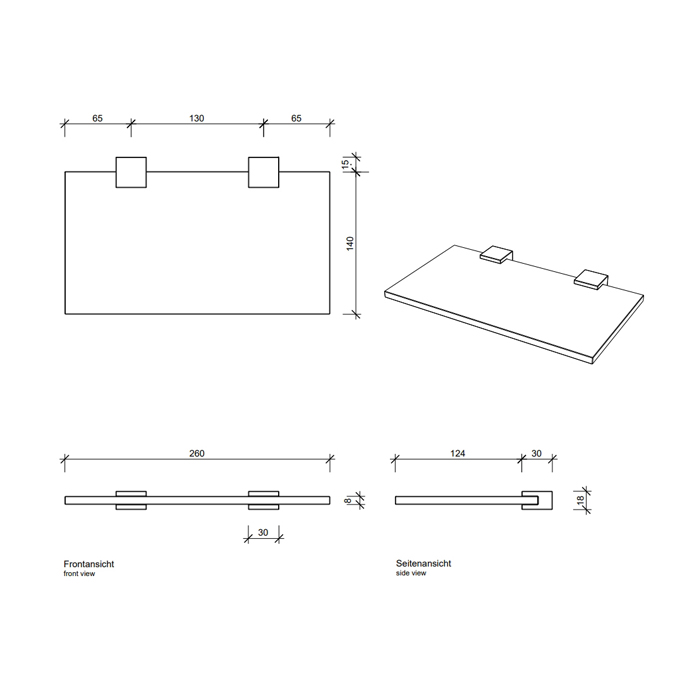 Decor Walther WA GTA1 Полочка стеклянная 26.5x15см, подвесной, цвет: хром