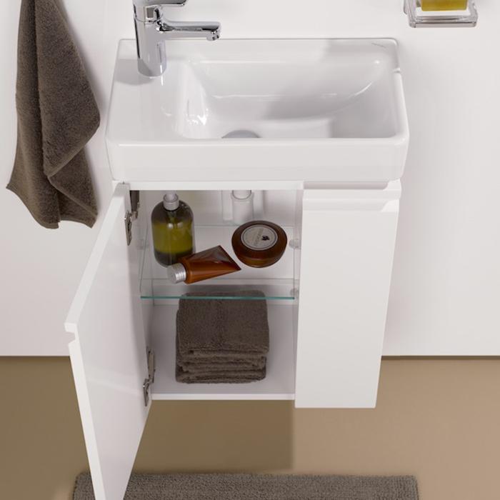 Laufen Pro База с раковиной 48x28см, петли слева, полки справа, 1 дверка, подвесная, цвет: белый