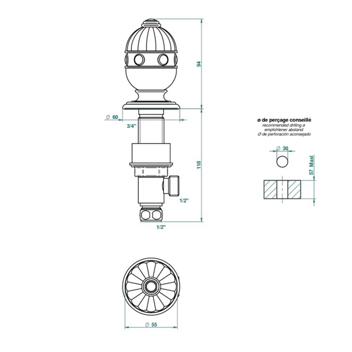 THG Cheverny Malachite Вентиль смесителя для раковины, вставки малахит, цвет: полированное золото