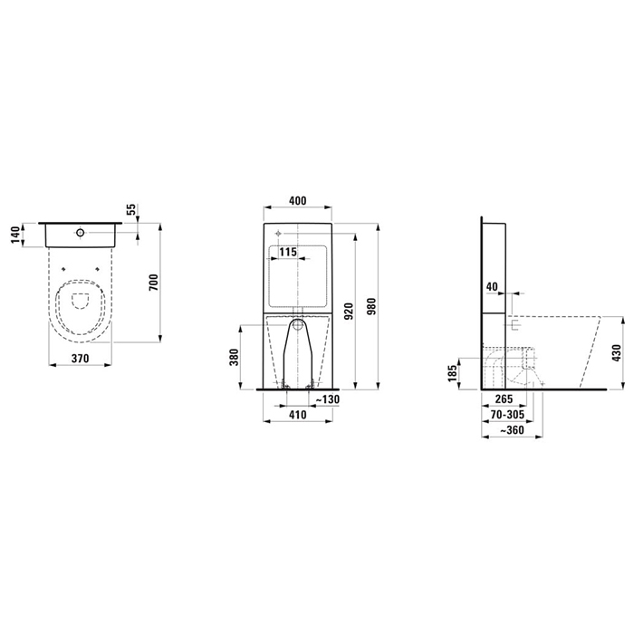 Laufen Kartell Бачок 98х40см., напольный, двойной смыв, цвет: белый матовый