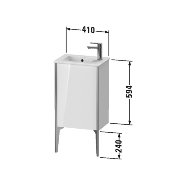 Duravit XViu Тумба напольная, 41x29x59.4см, с раковиной, 1 дверь, (петли справа), цвет: белый глянцевый/champagne matt