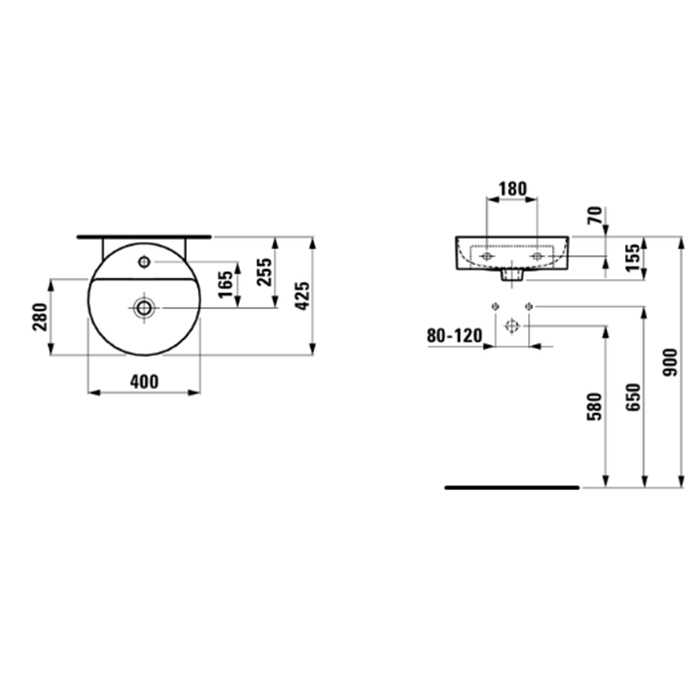 Laufen VAL Раковина 40х42.5х11 см, 1 отв., цвет: белый