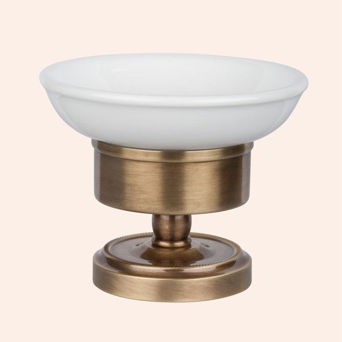 TW Bristol 160, настольная мыльница, керамическая (белый), цвет: бронза