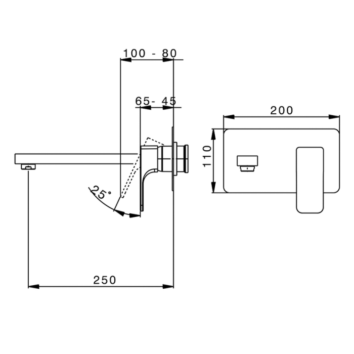 Cisal Cubic Смеситель для раковины, настенный, цвет: хром