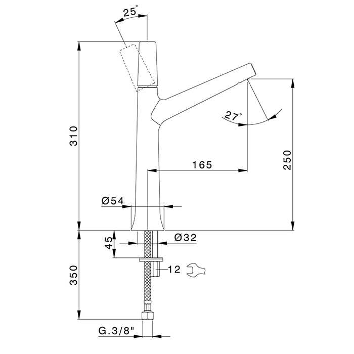 Cisal Vita Смеситель для раковины, 1 отв., высокий, цвет: черный матовый
