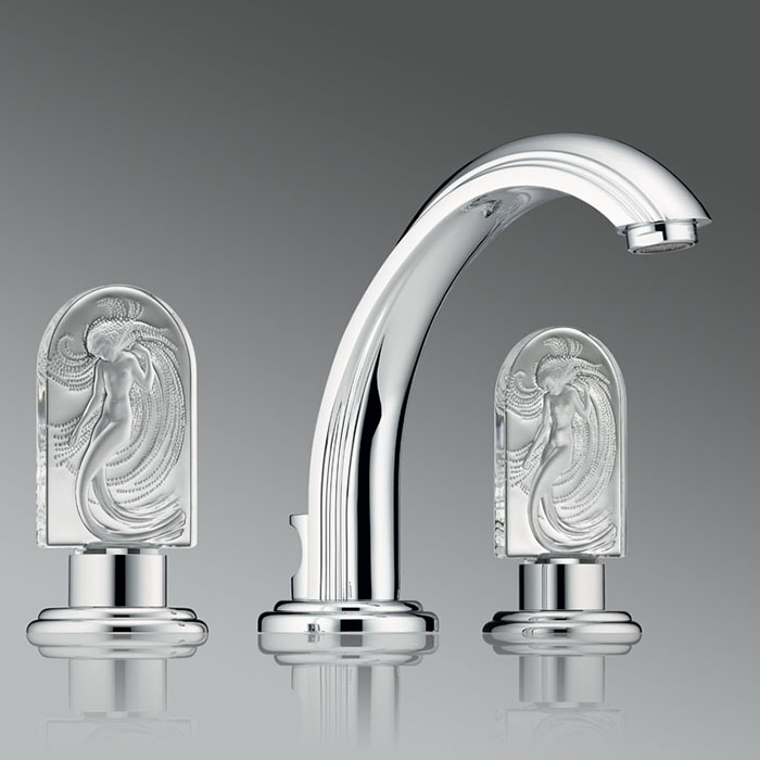 THG Naïade Смеситель для раковины, 3 отв., цвет: хром/прозрачный хрусталь