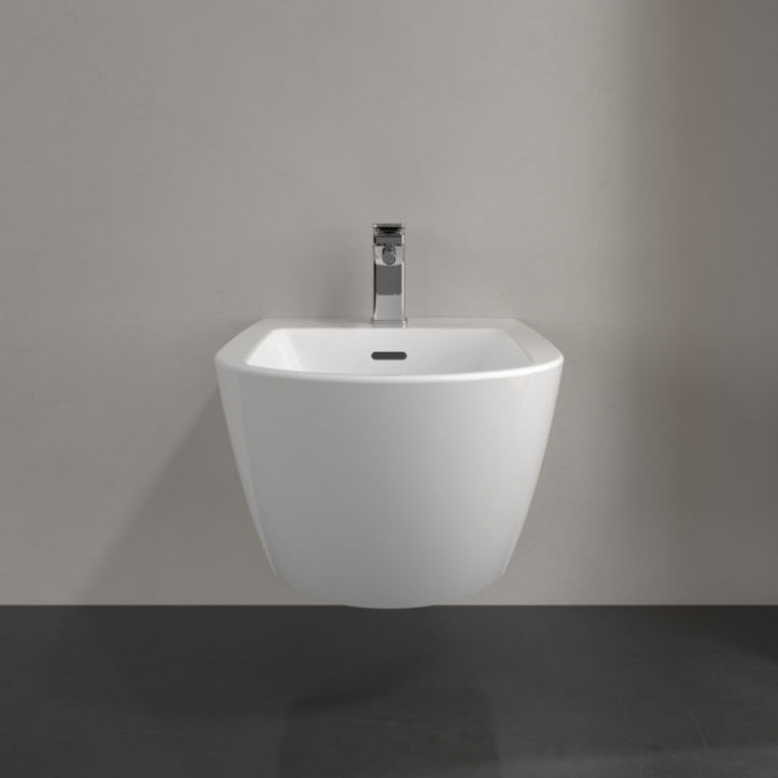 Villeroy&Boch Subway 3.0 Биде подвесное 37.5х56х27см., 1 отв., CeramicPlus, цвет: альпийский белый