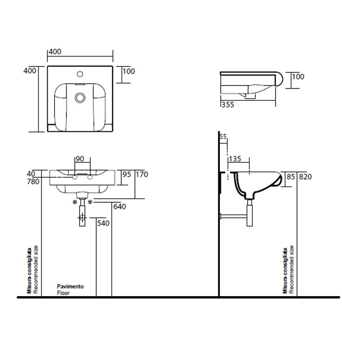 Kerasan Inka Project Раковина 40x40x35.5 см, 1 отв., цвет: белый