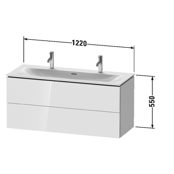 Duravit L-Cube База подвесная 122x48.1x55см с раковиной, 2 ящика, цвет: глянцевый белый