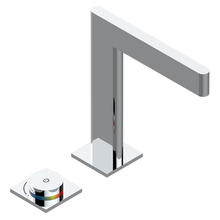 THG ICON-X TITANE A MANETTES Смеситель для раковины, 2 отв., электронный, с донным клапаном, цвет: хром    