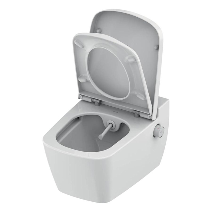 TECEone Унитаз-биде 54х35см, подвесной, безободковый, смыв Tornado, сиденье, цвет: белый
