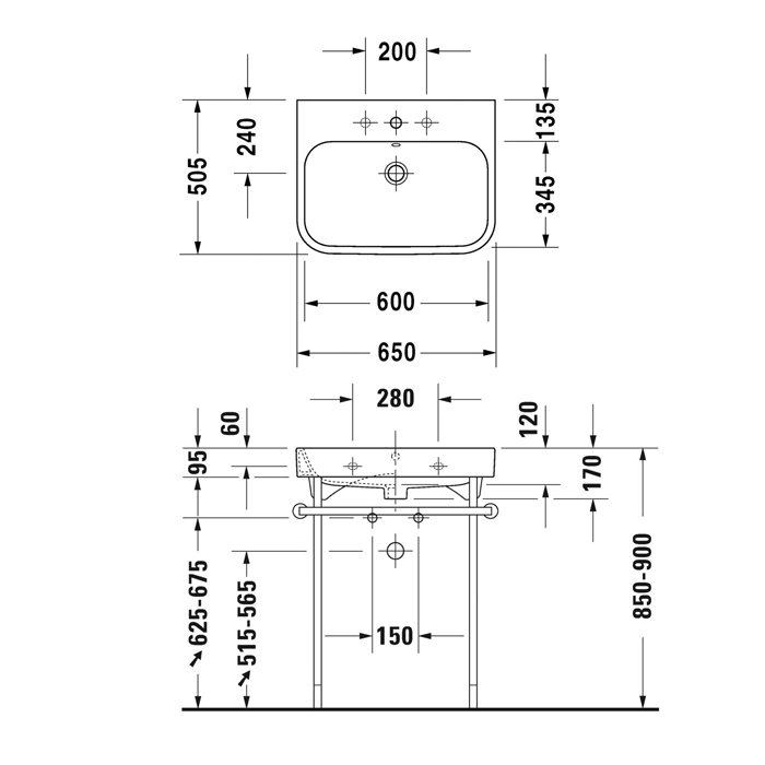 Duravit Happy D.2 Раковина подвесная, 65x50.5 см, без отв., шлифованная, с переливом, цвет: белый