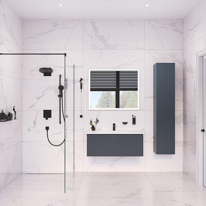 TW Shape комплект подвесной мебели 100х50см, с раковиной, с 1 выдвиж. ящиком с механизмом push-to-open, цвет: серый матовый RAL7016