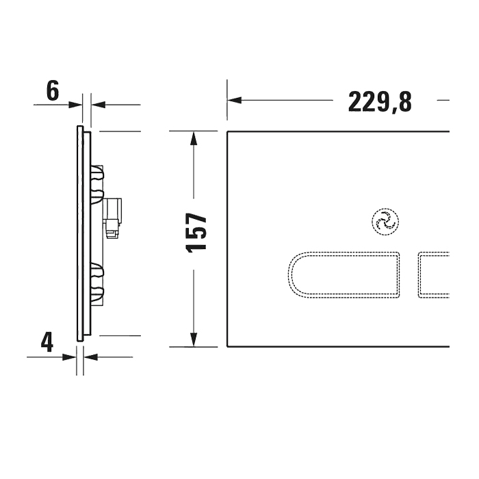 Duravit DuraSystem А2 Клавиша смыва стеклянная, сенсорная с ИК-датчиком, 229,8х157 мм, двойной смыв, цвет: стекло белое